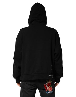 Schwarzes „LOVE“ Baumwoll-Kapuzen-Sweatshirt