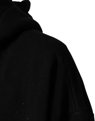 Schwarzes „LOVE“ Baumwoll-Kapuzen-Sweatshirt