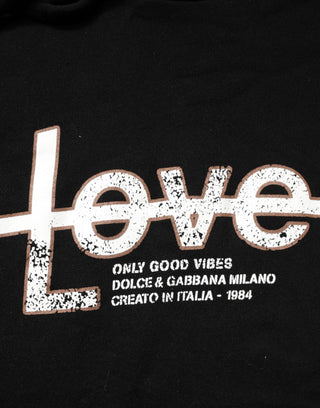 Schwarzes „LOVE“ Baumwoll-Kapuzen-Sweatshirt