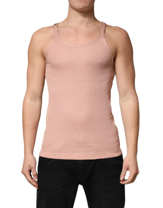 Camiseta sin mangas rosa con cuello redondo