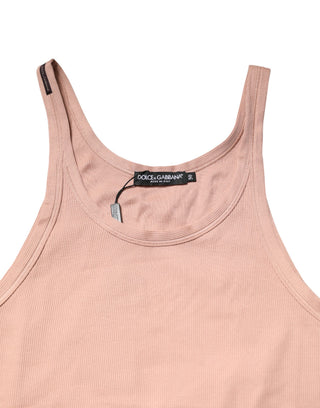 Camiseta sin mangas rosa con cuello redondo
