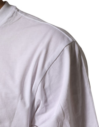 Camiseta blanca de algodón para hombre con cuello redondo y gráfico