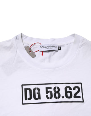 Camiseta blanca de algodón para hombre con cuello redondo y gráfico