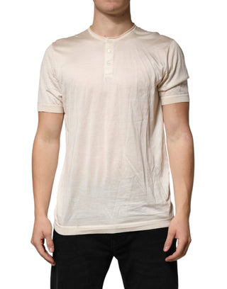 Henley-T-Shirt für Herren aus écrufarbener Baumwollmischung