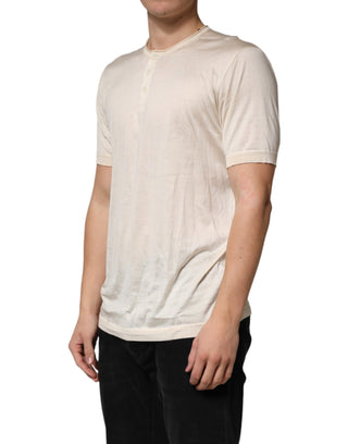 Henley-T-Shirt für Herren aus écrufarbener Baumwollmischung