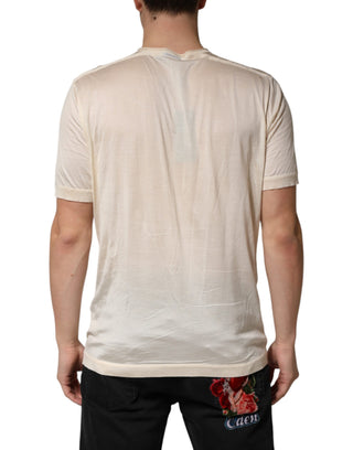 Henley-T-Shirt für Herren aus écrufarbener Baumwollmischung