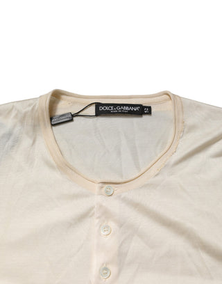 Henley-T-Shirt für Herren aus écrufarbener Baumwollmischung