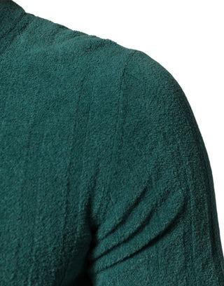 Dark Green Cotton Blend Men Crew Neck T-shirt