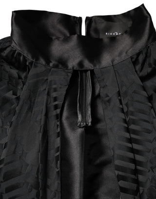 Vestido negro de dos piezas sin mangas con escote en V profundo y jacquard