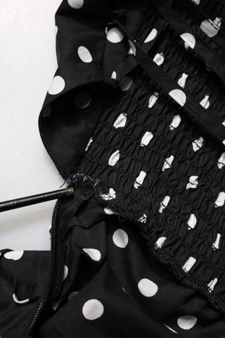 Black White Polka Dot Short Sleeves Mini Dress