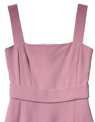 Pink Viscose Sleeveless Sheath Midi Dress