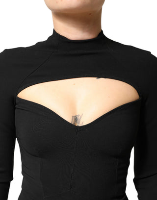 Vestido midi ajustado de viscosa negro