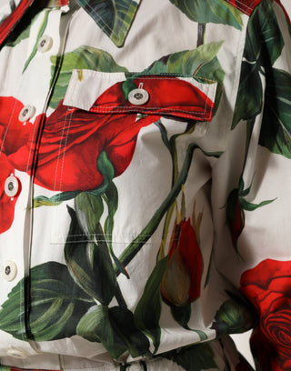 Mono vestido blanco de algodón con estampado floral