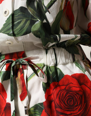 Mono vestido blanco de algodón con estampado floral