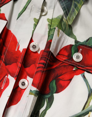 Mono vestido blanco de algodón con estampado floral