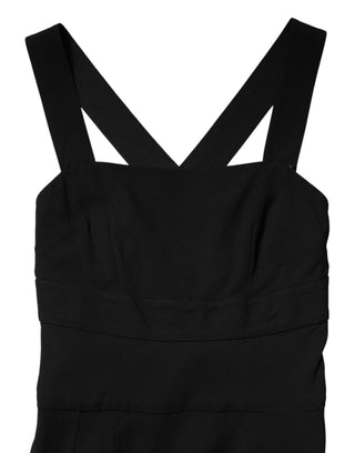 Vestido midi negro sin mangas con escote cuadrado