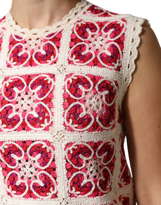 Vestido mini multicolor de crochet con puntadas tipo ladrillo