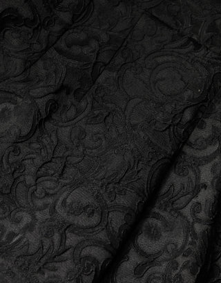 Black Floral Brocade High Waisted Trouser Pants