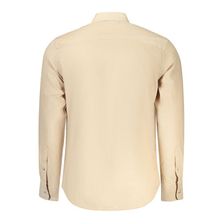 Camisa beige de algodón para hombre