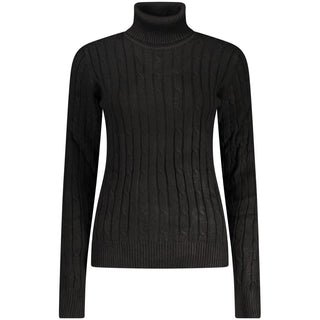 Schwarzer Damen-Rollkragenpullover aus Viskose