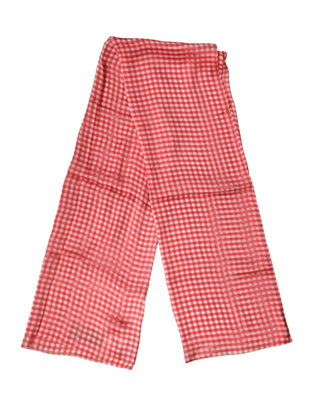 Estola roja a cuadros de seda para cuello, chal y bufanda