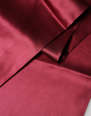 Red Satin Silk Fringes Neck Foulard Scarf
