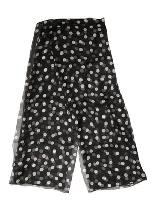 Black Polka Dot Silk Neck Wrap Shawl 205cm x 137cm Scarf