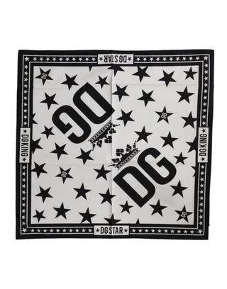 White DG Crown Print Square Foulard 52cm x 50.5cm Scarf