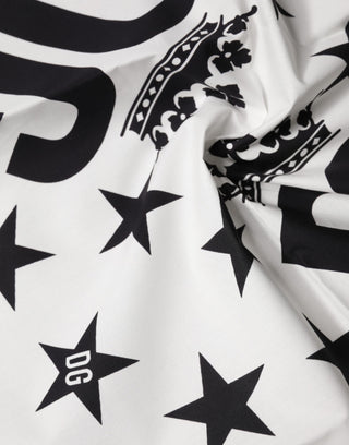 White DG Crown Print Square Foulard 52cm x 50.5cm Scarf