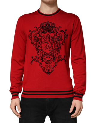 Pullover mit Rundhalsausschnitt aus Wolle und „Red Lion Crown“-Logo