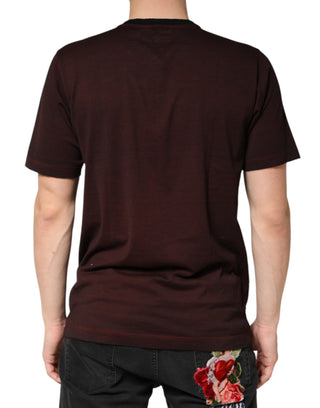 Camiseta de algodón burdeos DG Crown con cuello redondo para hombre