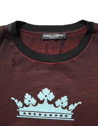 Camiseta de algodón burdeos DG Crown con cuello redondo para hombre
