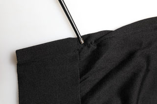 Black Silk Collared Short Sleeve Polo  T-shirt