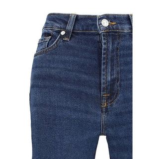 Jeans acampanados azules de algodón