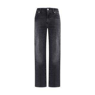 Schwarze gerade geschnittene Jeans aus Baumwolle