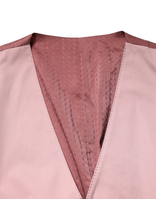 Traje rosa de algodón de tres piezas con cierre simple