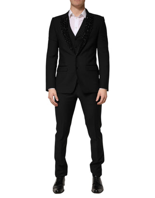 Dark Gray Wool Single Breasted 3 Piece Men Suit