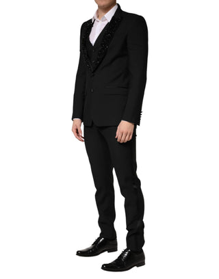 Dark Gray Wool Single Breasted 3 Piece Men Suit