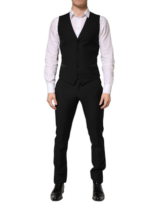 Dark Gray Wool Single Breasted 3 Piece Men Suit