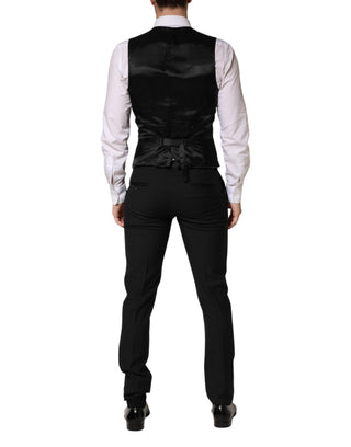 Dark Gray Wool Single Breasted 3 Piece Men Suit