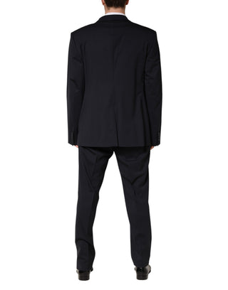 Blue Wool Double Breasted 2 Piece Men Suit