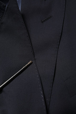 Blue Wool Double Breasted 2 Piece Men Suit