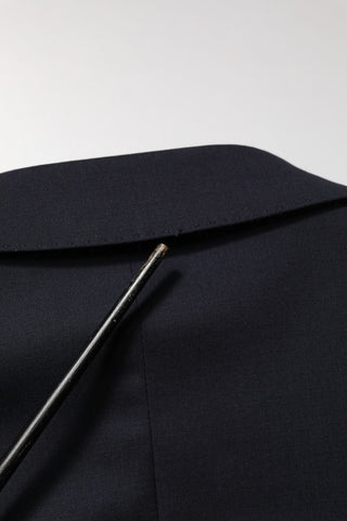 Blue Wool Double Breasted 2 Piece Men Suit