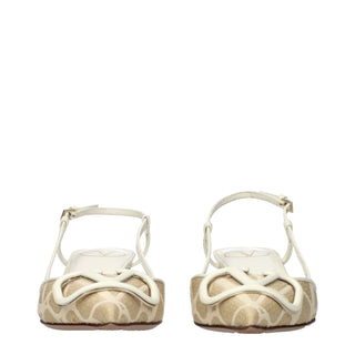 Beige Raffia-Sandalen zum Hineinschlüpfen