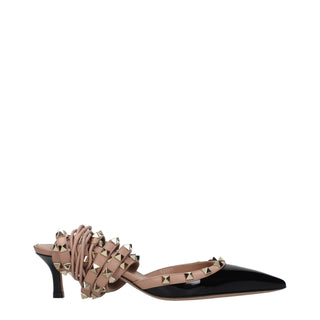 Black Leather Strap-On Sandals