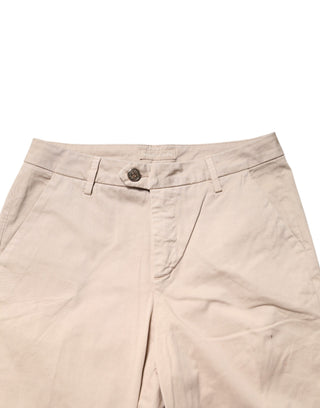 Beige Straight Mid Waist Chino Trouser Casual Pants