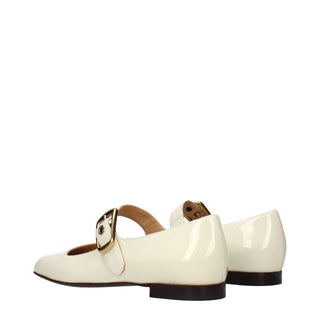 Beige Leather Ballet Flats