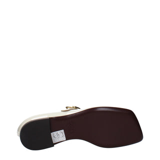 Beige Leather Ballet Flats