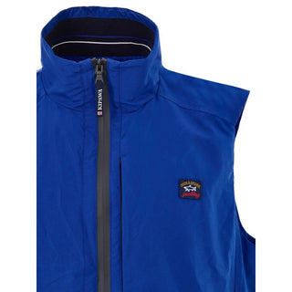 Chaqueta sin mangas azul de poliéster