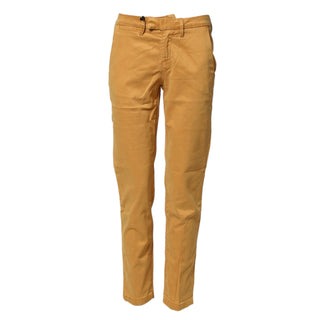 Beige konische Chino-Freizeithose mit mittelhohem Bund